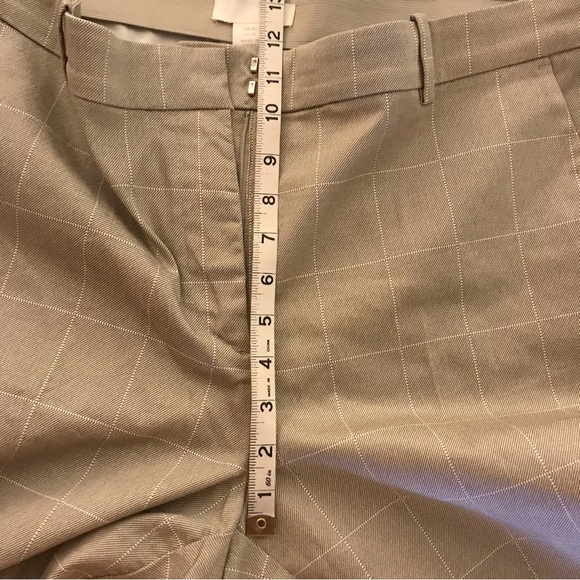 H&M High Rise Dress Pants, Windowpane Plaid Flat Front Trouser 16, Stretch Tan - Picture 15 of 16